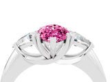 White gold Three-Stone Marquise Cut Cut Diamond Ring with Trillion Side Stones and Four-Prong Setting_4