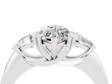 White gold Three-Stone Marquise Cut Cut Diamond Ring with Trillion Side Stones and Four-Prong Setting_4
