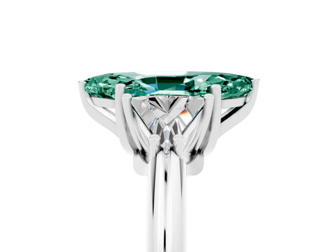 White gold Three-Stone Marquise Cut Cut Diamond Ring with Trillion Side Stones and Four-Prong Setting_5