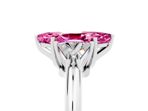 White gold Three-Stone Marquise Cut Cut Diamond Ring with Trillion Side Stones and Four-Prong Setting_5