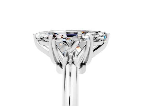 White gold Three-Stone Marquise Cut Cut Diamond Ring with Trillion Side Stones and Four-Prong Setting_5
