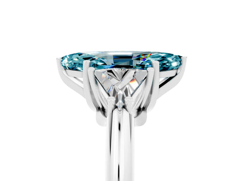 White gold Three-Stone Marquise Cut Cut Diamond Ring with Trillion Side Stones and Four-Prong Setting_5