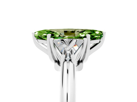 White gold Three-Stone Marquise Cut Cut Diamond Ring with Trillion Side Stones and Four-Prong Setting_5