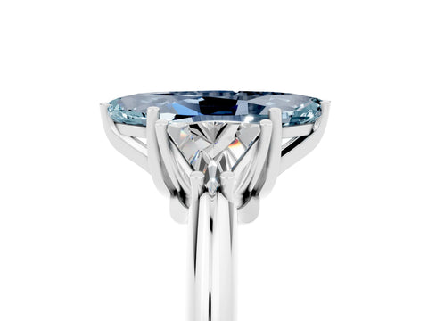 White gold Three-Stone Marquise Cut Cut Diamond Ring with Trillion Side Stones and Four-Prong Setting_5