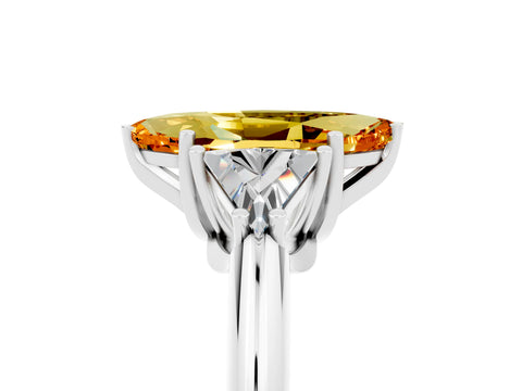 White gold Three-Stone Marquise Cut Cut Diamond Ring with Trillion Side Stones and Four-Prong Setting_5