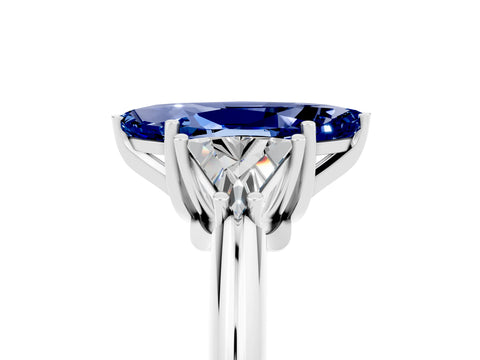 White gold Three-Stone Marquise Cut Cut Diamond Ring with Trillion Side Stones and Four-Prong Setting_5