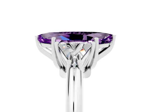 White gold Three-Stone Marquise Cut Cut Diamond Ring with Trillion Side Stones and Four-Prong Setting_5