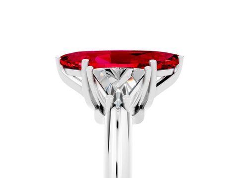White gold Three-Stone Marquise Cut Cut Diamond Ring with Trillion Side Stones and Four-Prong Setting_5