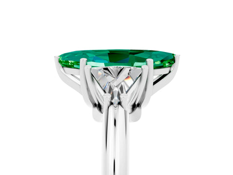 White gold Three-Stone Marquise Cut Cut Diamond Ring with Trillion Side Stones and Four-Prong Setting_5