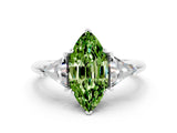 White gold Three-Stone Marquise Cut Cut Diamond Ring with Trillion Side Stones and Four-Prong Setting