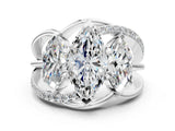 White gold Three-Stone Marquise Cut Cut Diamond Split Shank Prong Set Ring_7