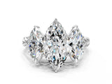 White gold Three-Stone Marquise Cut Diamond Braided Band Ring with Four-Prong Setting_50