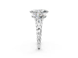 White gold Three-Stone Marquise Cut Diamond Braided Band Ring with Four-Prong Setting_52