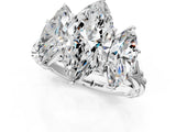 White gold Three-Stone Marquise Cut Diamond Braided Band Ring with Four-Prong Setting_52