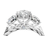 White gold Three-Stone Marquise Cut Diamond Braided Band Ring with Four-Prong Setting_55