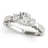 White gold Three-Stone Marquise Cut Diamond Cathedral Engagement Ring with Prong Setting 1