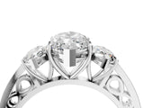 White gold Three-Stone Marquise Cut Diamond Cathedral Engagement Ring with Prong Setting_10