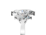 White gold Three-Stone Marquise Cut Diamond Cathedral Engagement Ring with Prong Setting_11