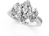 White gold Three-Stone Marquise Cut Diamond Cathedral Engagement Ring with Prong Setting_7