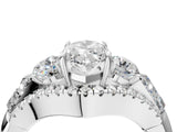 White gold Three-Stone Marquise Cut Diamond Engagement Ring with Pave Band and Prong Setting_10