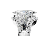 White gold Three-Stone Marquise Cut Diamond Engagement Ring with Pave Band and Prong Setting_11