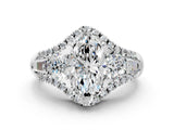 White gold Three-Stone Marquise Cut Diamond Engagement Ring with Pave Band and Prong Setting_6