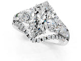 White gold Three-Stone Marquise Cut Diamond Engagement Ring with Pave Band and Prong Setting_7
