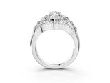 White gold Three-Stone Marquise Cut Diamond Engagement Ring with Pave Band and Prong Setting_9