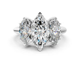 White gold Three-Stone Marquise Cut Diamond Engagement Ring with Prong Setting on a White Gold Band_6