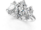 White gold Three-Stone Marquise Cut Diamond Engagement Ring with Prong Setting on a White Gold Band_7