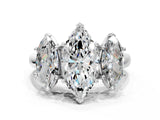 White gold Three-Stone Marquise Cut Diamond Engagement Ring with Prong Setting_7