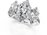 White gold Three-Stone Marquise Cut Diamond Engagement Ring with Prong Setting_8