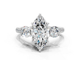 White gold Three-Stone Marquise Cut Diamond Pavé Band with Four-Prong Setting_52