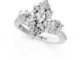 White gold Three-Stone Marquise Cut Diamond Pavé Band with Four-Prong Setting_53