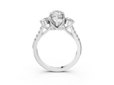 White gold Three-Stone Marquise Cut Diamond Pavé Band with Four-Prong Setting_55