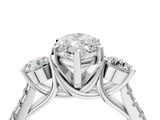 White gold Three-Stone Marquise Cut Diamond Pavé Band with Four-Prong Setting_56