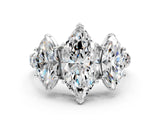 White gold Three-Stone Marquise Cut Diamond Pavé Band with Prong Setting_95