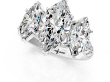 White gold Three-Stone Marquise Cut Diamond Pavé Band with Prong Setting_96