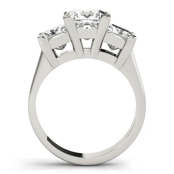 White gold Three-Stone Marquise Cut Diamond Ring with Channel Set Band and Four-Prong Setting