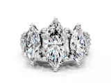White gold Three-Stone Marquise Cut Diamond Ring with Channel-Set Band and Four-Prong Setting_68
