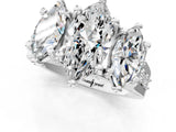White gold Three-Stone Marquise Cut Diamond Ring with Channel-Set Band and Four-Prong Setting_70