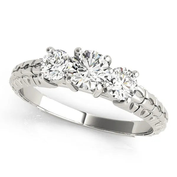 White gold Three-Stone Marquise Cut Diamond Ring with Channel-Set Band and Prong Setting