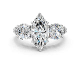 White gold Three-Stone Marquise Cut Diamond Ring with Channel-Set Band and Prong Setting_6