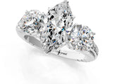 White gold Three-Stone Marquise Cut Diamond Ring with Channel-Set Band and Prong Setting_7