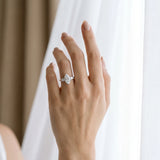 White gold Three-Stone Marquise Cut Diamond Ring with Pear Side Stones and Four-Prong Setting_167