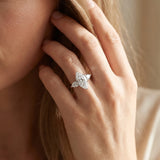 White gold Three-Stone Marquise Cut Diamond Ring with Pear Side Stones and Four-Prong Setting_169
