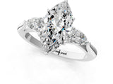 White gold Three-Stone Marquise Cut Diamond Ring with Pear  Side Stones in Four-Prong Setting_17
