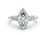 White gold Three-Stone Marquise Cut Diamond Ring with Pear Side Stones in Four-Prong Setting_195