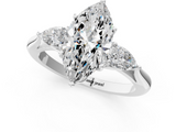 White gold Three-Stone Marquise Cut Diamond Ring with Pear Side Stones in Four-Prong Setting_198