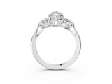White gold Three-Stone Marquise Cut Diamond Ring with Pear Side Stones in Four-Prong Setting_198